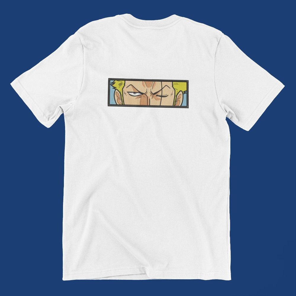 New- White&black Embroidered anime box T-shirt